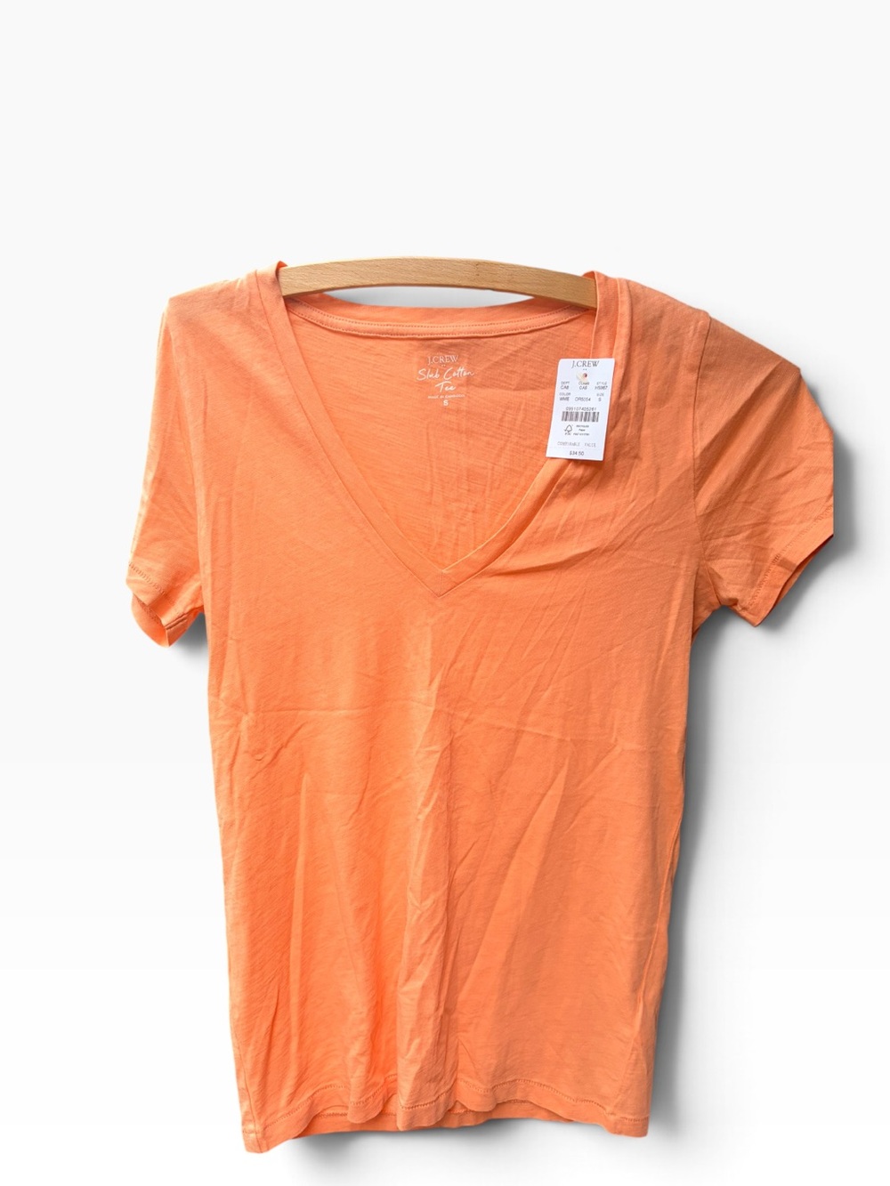 J. Crew Women's V-Neck Tee - Coral Orange